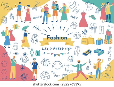 Illustration of people enjoying fashion