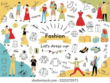 Illustration of people enjoying fashion