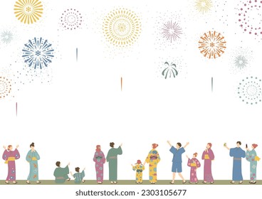 Illustration of people enjoying a fireworks festival