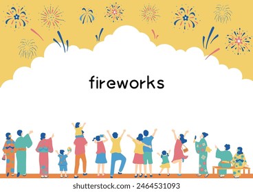 Illustration of People Enjoying a Fireworks Festival