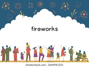 Illustration of People Enjoying a Fireworks Festival