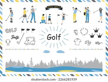 Illustration of people enjoying golf