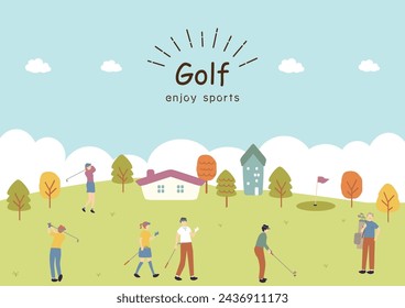 Illustration of people enjoying golf