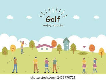 Illustration of people enjoying golf