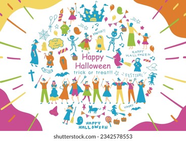 Illustration of people enjoying Halloween