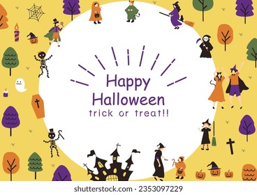 Illustration of People Enjoying Halloween