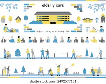 Illustration of people enjoying life in old age