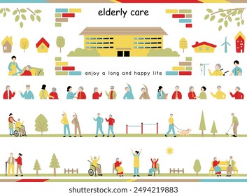 Illustration of people enjoying life in old age