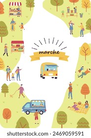 An illustration of people enjoying a market on a holiday