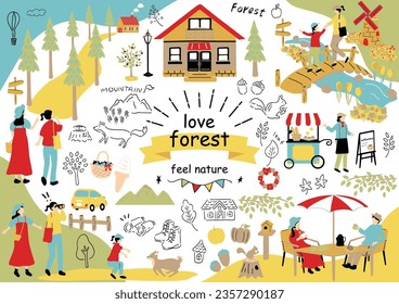 Illustration of People Enjoying Nature