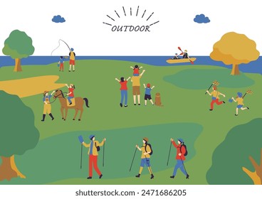 An illustration of people enjoying the outdoors