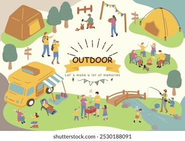 An illustration of people enjoying the outdoors