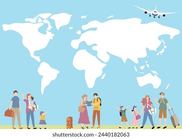 Illustration of people enjoying overseas travel