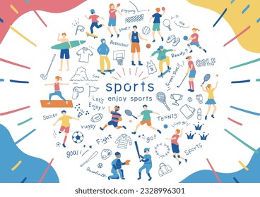 Ilustración de personas que disfrutan de deportes