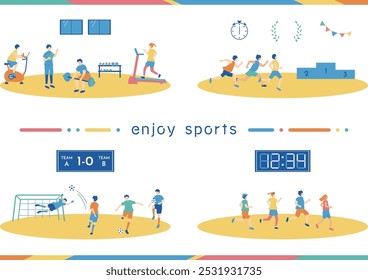 An illustration of people enjoying sports