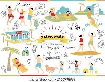 Illustration of People Enjoying Summer