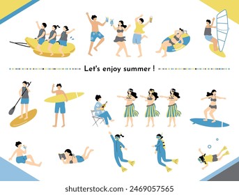 Illustration of People Enjoying Summer
