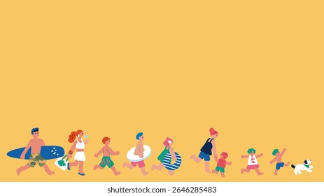 Illustration of people enjoying summer