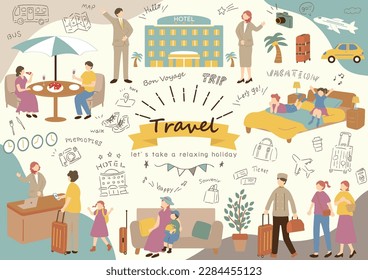 Ilustración de personas disfrutando sus viajes