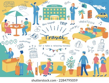 Illustration of people enjoying their travels