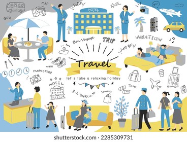 Illustration of people enjoying their travels