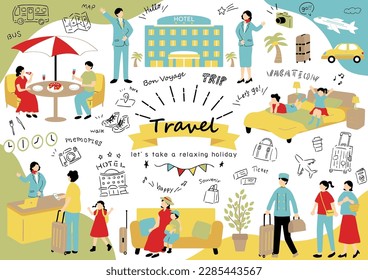 Illustration of people enjoying their travels