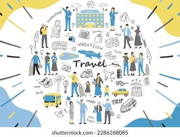 Illustration of people enjoying their travels