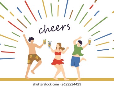 An illustration of people enjoying a toast on the beach