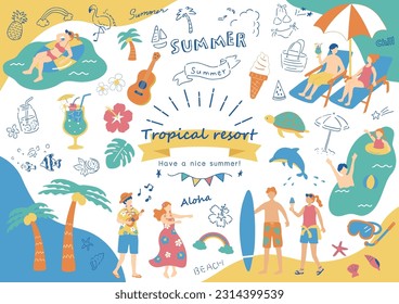 Illustration of people enjoying the tropics