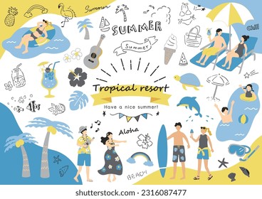 Illustration of people enjoying the tropics