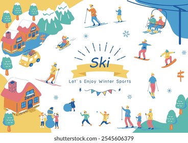 Illustration von Wintersportlern