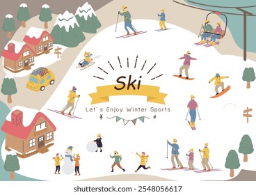 Illustration von Wintersportlern