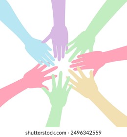 Illustration of people forming a circle and cooperating hand in hand