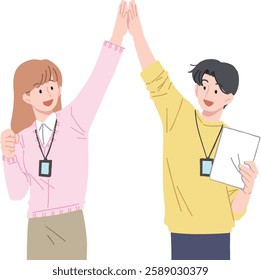 Illustration of people giving high fives