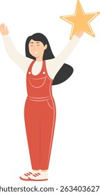 Illustration of People Giving Star Feedback. Flat Cartoon Vector Character