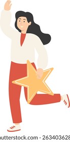 Illustration of People Giving Star Feedback. Flat Cartoon Vector Character