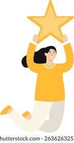 Illustration of People Giving Star. Review and Evaluation for Seller. Vector Cartoon Character.