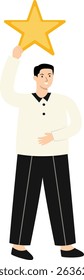Illustration of People Giving Star. Review and Evaluation for Seller. Vector Cartoon Character.