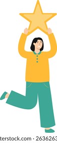 Illustration of People Giving Star. Review and Evaluation for Seller. Vector Cartoon Character.