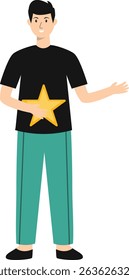 Illustration of People Giving Star. Review and Evaluation for Seller. Vector Cartoon Character.
