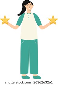Illustration of People Giving Star. Review and Evaluation for Seller. Vector Cartoon Character.