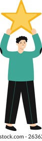 Illustration of People Giving Star. Review and Evaluation for Seller. Vector Cartoon Character.