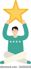 Illustration of People Giving Star. Review and Evaluation for Seller. Vector Cartoon Character.
