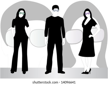 Illustration of people and glasses