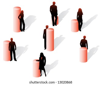 Illustration of people and graph