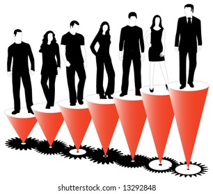 Illustration of people and graph