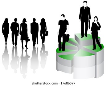 Illustration of people and graph