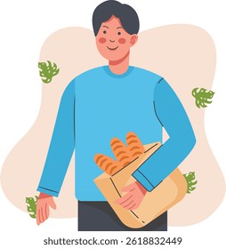 Illustration of People in Green Lifestyle. Isolated on White Background. Vector Character