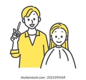 illustration of people in hair salon