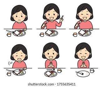 illustration of people having a breakfast